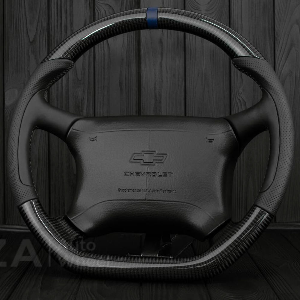 Steering Wheel (Leather/Carbon/Blue) 95-99 Chevy Tahoe