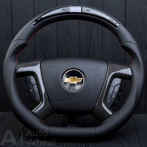 AZA Leather/Carbon Steering Wheel 2007-13 GM Silverado