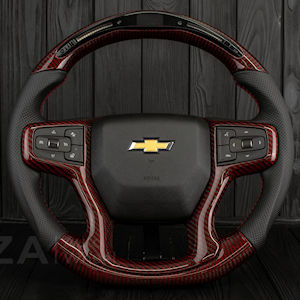 AZA Leather/Red Carbon Steering for 2021-26 Chevy Tahoe
