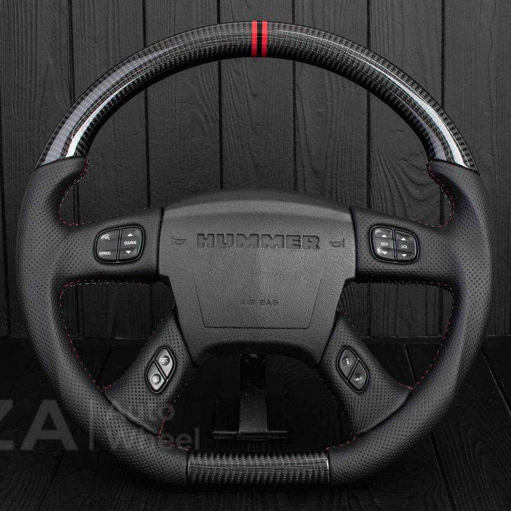 Steering Wheel (Leather/Carbon/Red) 03-07 Hummer H2