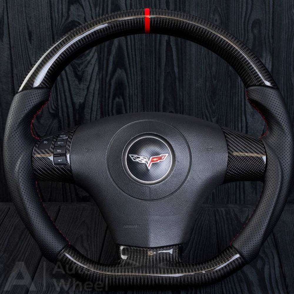 Steering Wheel (Leather/Carbon/Red) 06-11 Chevy Corvette