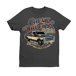 1970 Chevy Trucks Circle Text T-Shirt Size Large (gray)