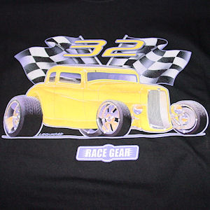 Schwarzes T-Shirt von Race Gear - 32 Ford Hot Rod (Gr��e Medium)