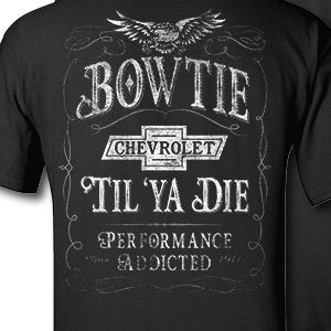 Black Chevy Bowtie Till Ya Die T-Shirt from Chevymall in Size L