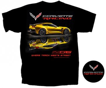 Black Chevy Corvette Z06 Racing T-Shirt from Chevymall in Size XL