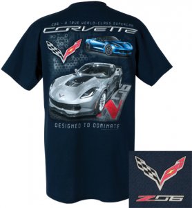 Navy Chevy Corvette Z06 Supercar T-Shirt from Chevymall in Size XL
