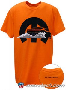 Orange Mopar Dodge Challenger Cotton T-Shirt in Size XL