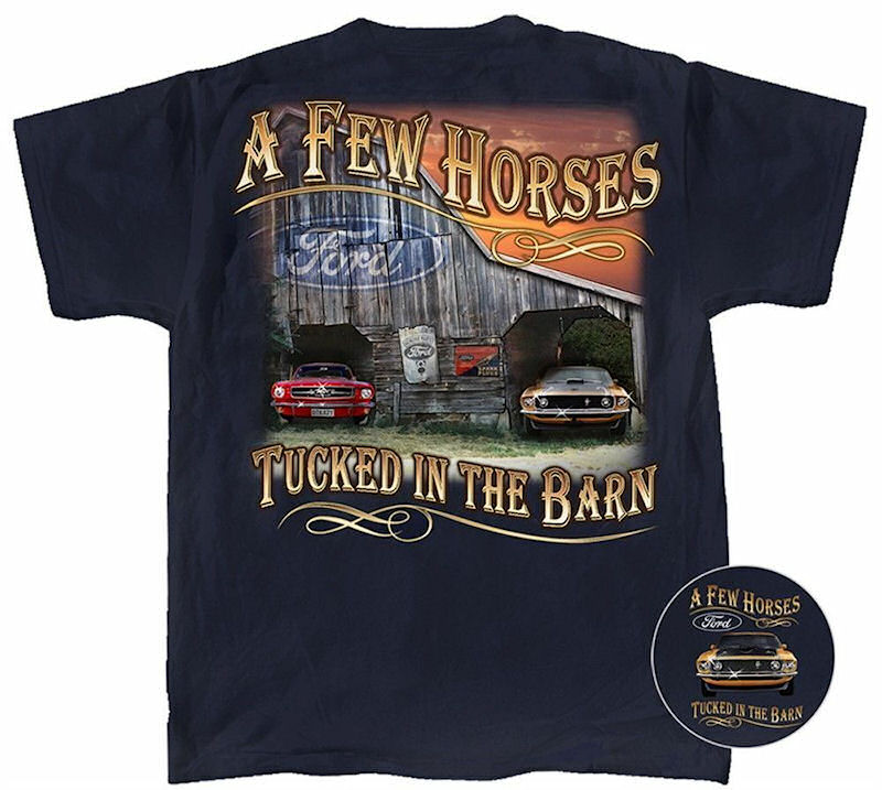 T-Shirt - Ford Horses in the Barn (XL) blau