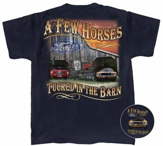 Dunkelblaues Ford Mustang Vintage T-Shirt aus Baumwolle