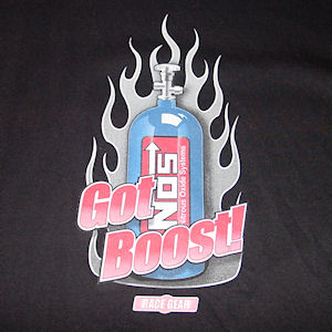 Schwarzes T-Shirt von Race Gear - NOS - Got Boost! (Gr��e Large)
