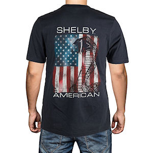 Dunkelgraues Shelby American Patriotic Flag T-Shirt aus Dunkelgraues Shelby American Patriotic Flag T-Shirt aus