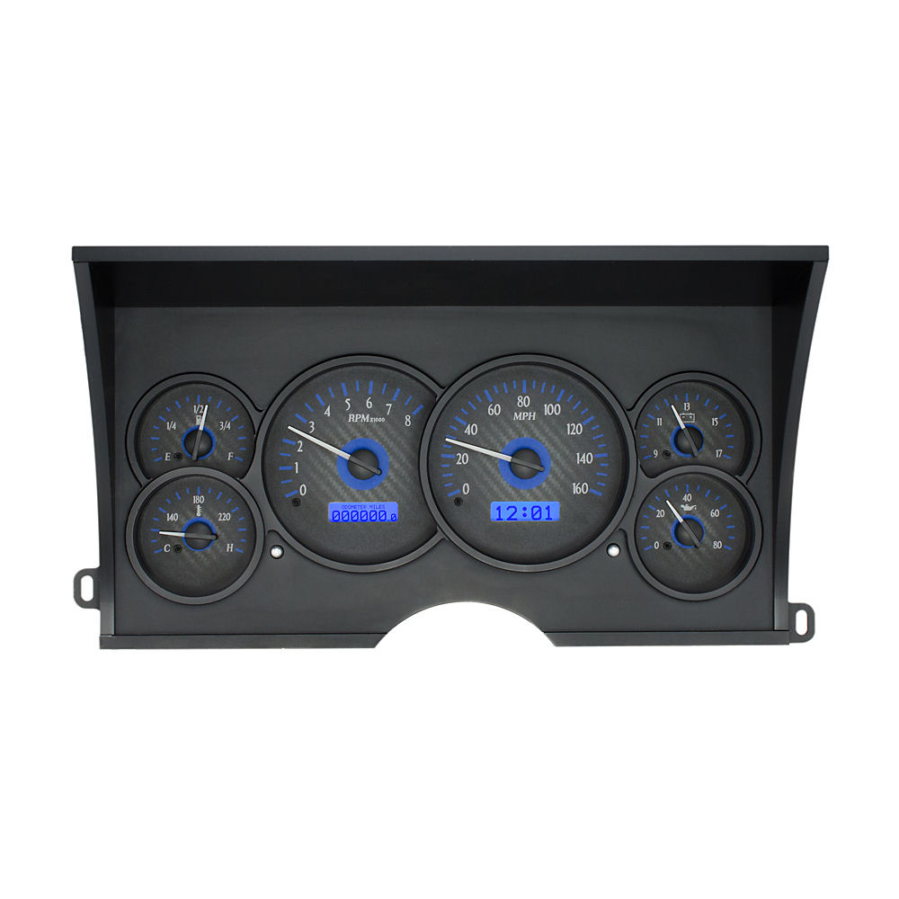 Tachoeinheit KM/H Analog (Karbon/Blau) 88-94 GM Trucks