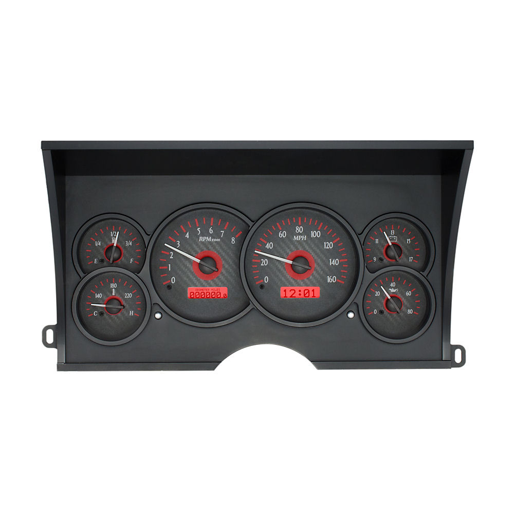 Tachoeinheit KM/H Analog (Karbon/Rot) 88-94 GM Trucks