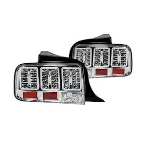 Recon LED Tail Lights (Chrome) for 2005-09 Ford Mustang