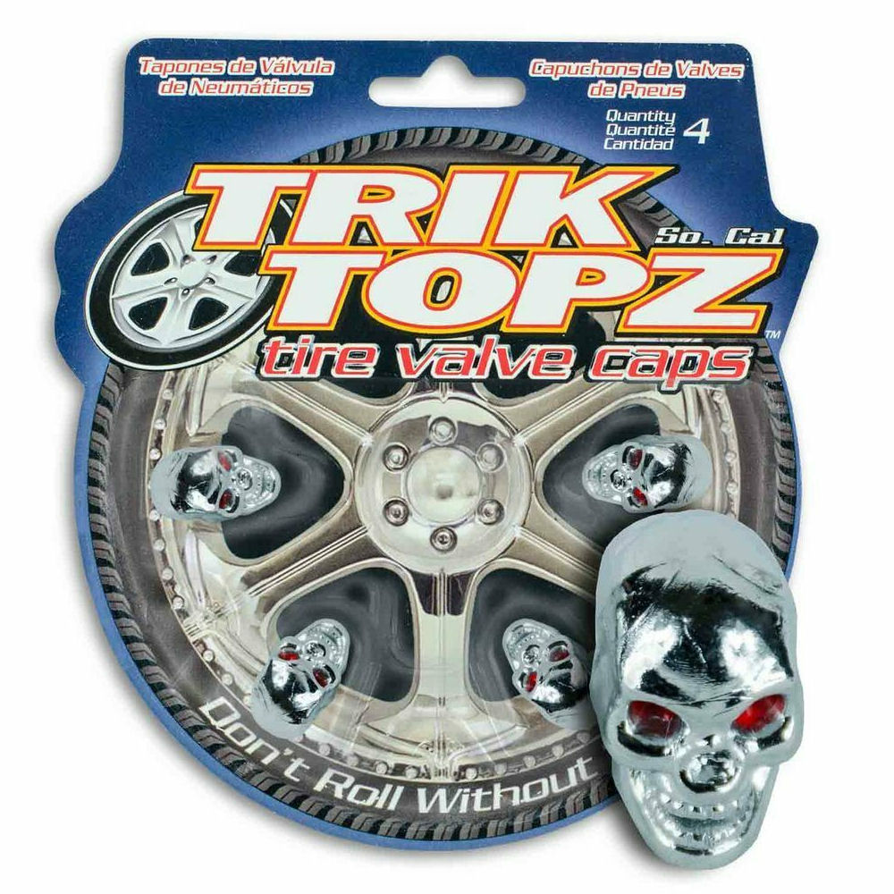 Tire Valve Stem Caps 4x (Trik Topz) Skull Head
