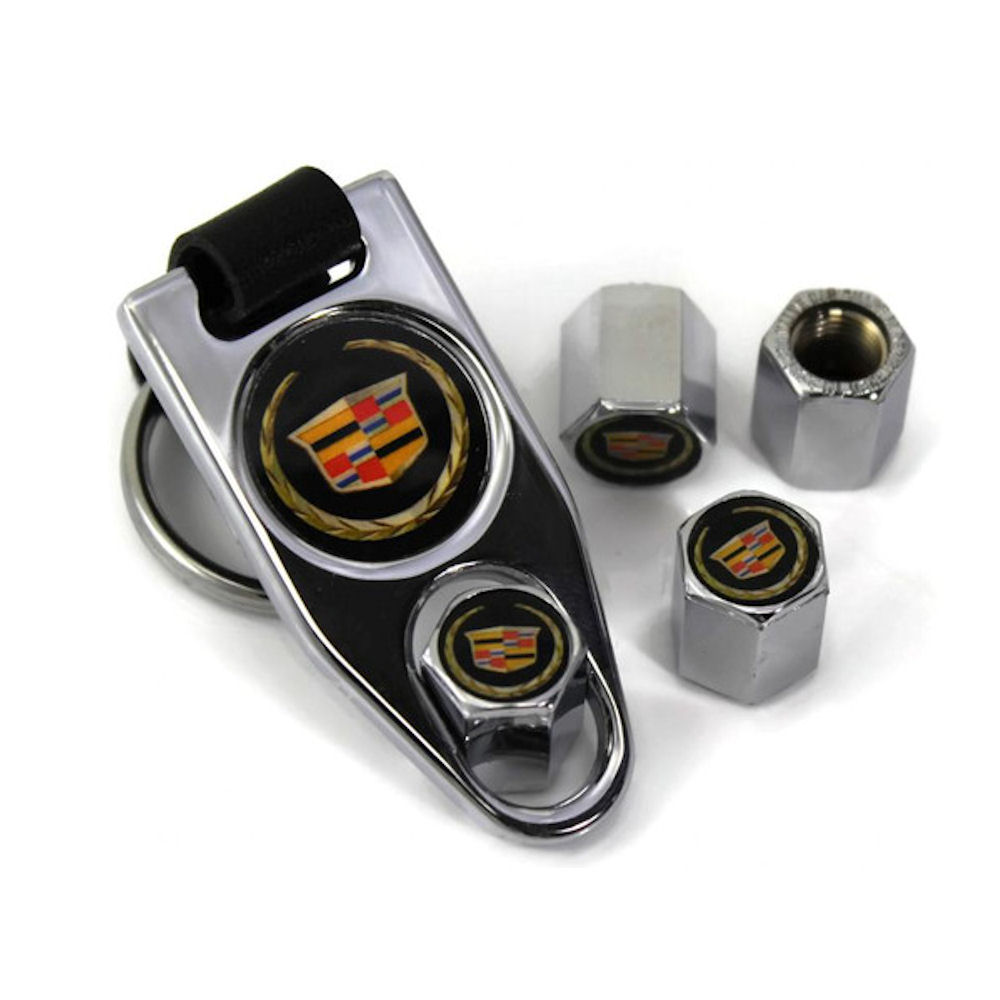 Tire Valve Stem Caps+Key (Chrome) 02-14 Cadillac