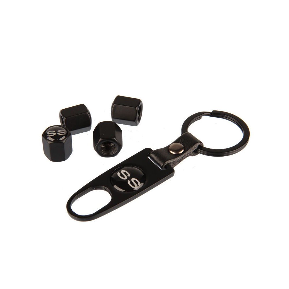 Tire Valve Stem Caps+Key (black) 10-24 Camaro SS
