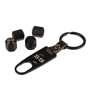 Tire Valve Stem Caps Set with Key Fob for Camaro SS
