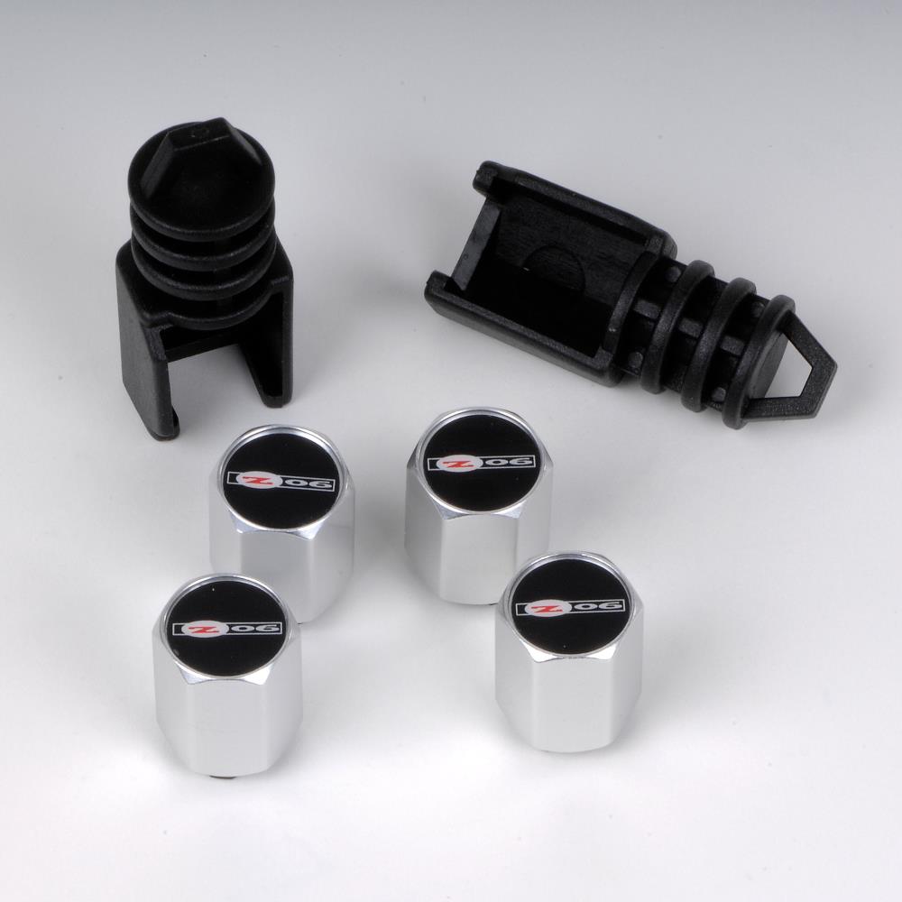 Tire Valve Stem Caps+Lock (Chrome) 06-13 Corvette Z06