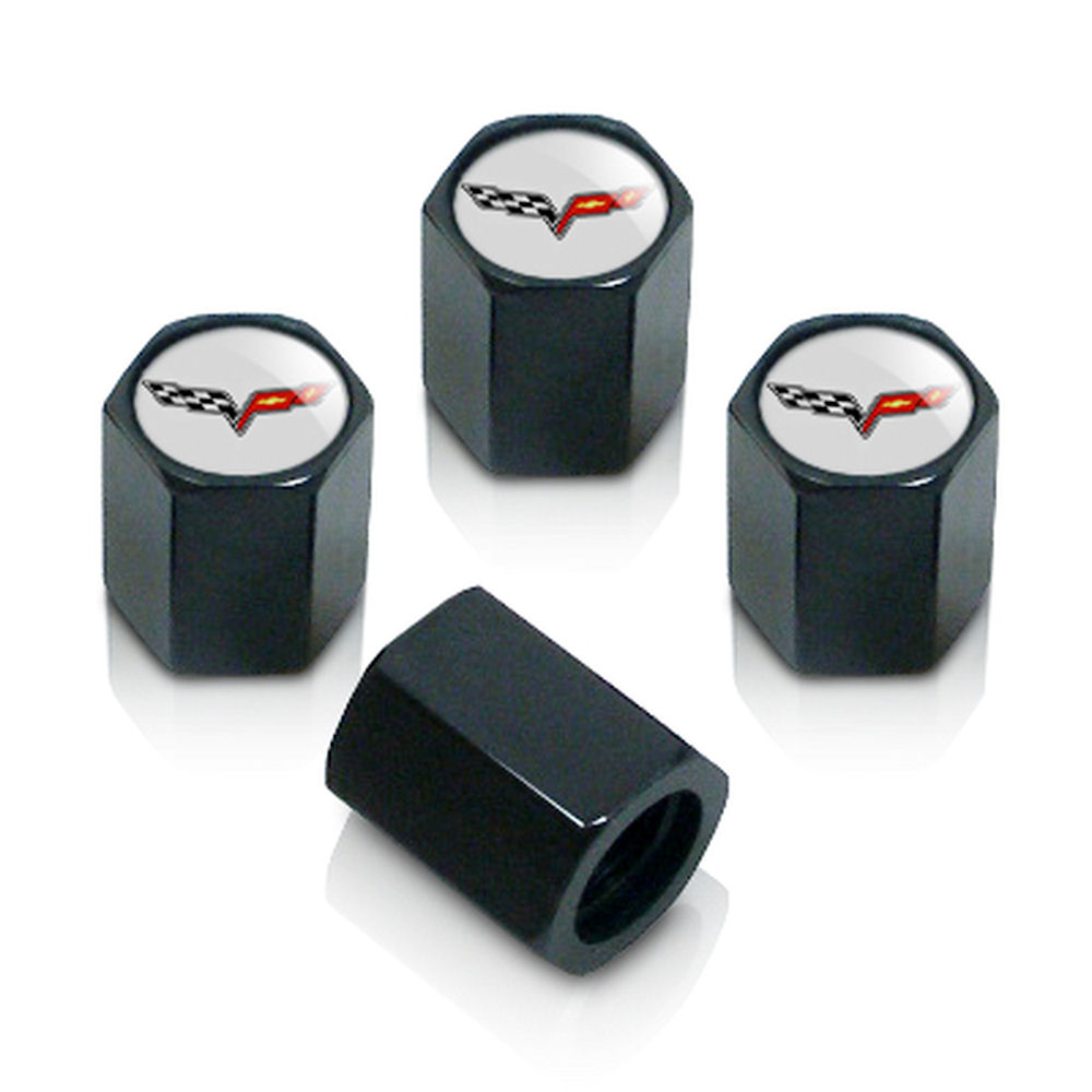 Tire Valve Stem Caps (black) 05-13 Chevy Corvette