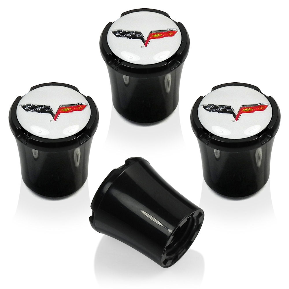 Tire Valve Stem Caps (black/white) 05-13 Corvette C6