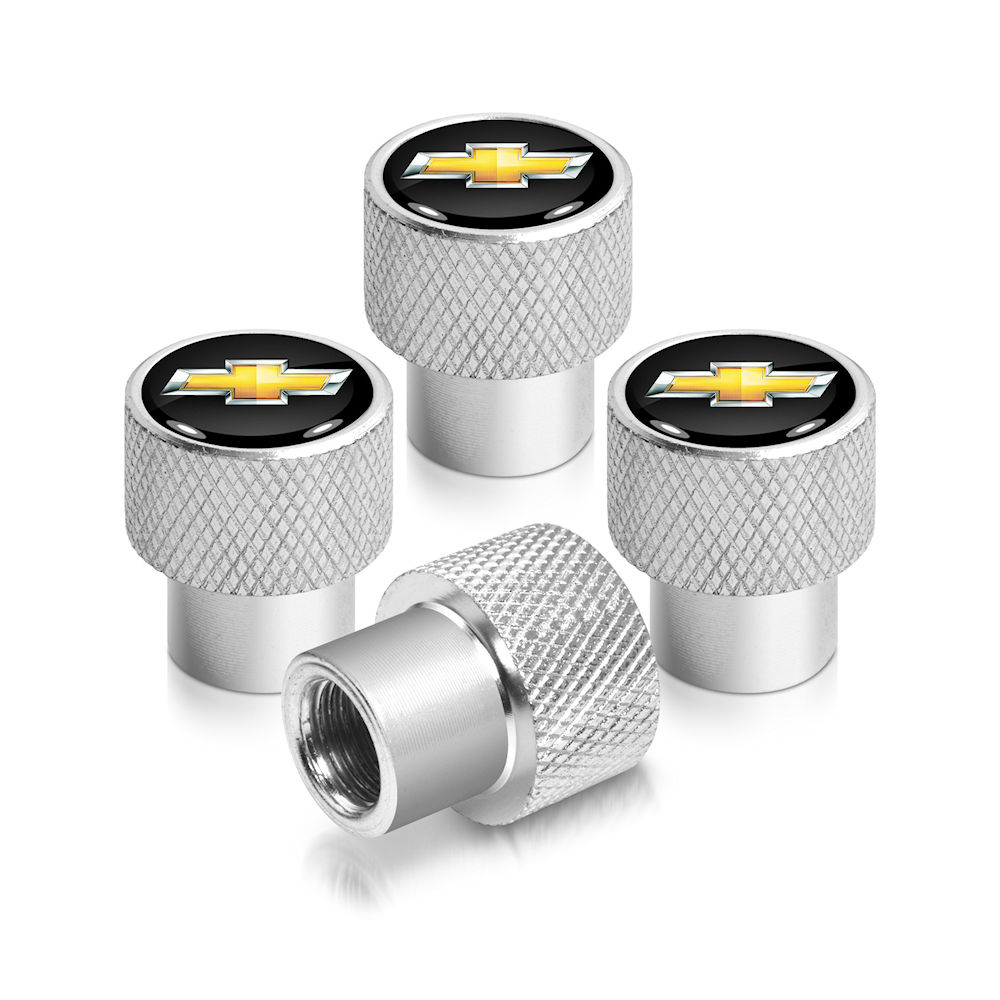 Tire Valve Stem Caps (silver) 88-26 Chevy Bowtie