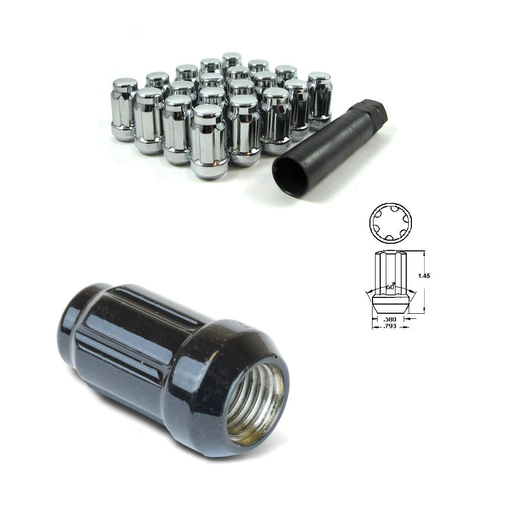Wheel Lug Nuts 1/2 Spline 3/4 20x (Chrome) 35mm