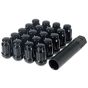 20x Tuner Style Lug Nuts 1/2 inch 6-Spline Black 3/4